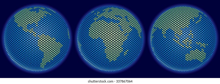 Full color halftone globes.