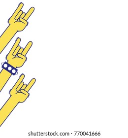 full color hands up with rock gesture communication