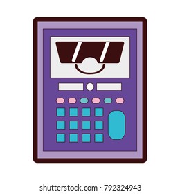full color happy calculator object kawaii with sunglasses
