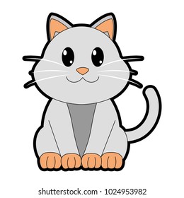 full color happy cat cute animal character