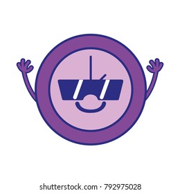 full color happy circle clock kawaii with arms