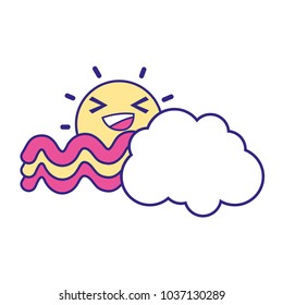 full color happy sun with cloud and rainbow weather