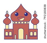 full color happy taj mahal kawaii cartoon