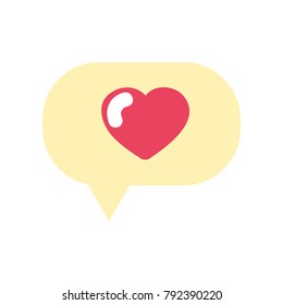 full color heart inside chat bubble text message