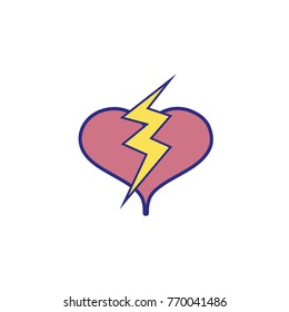 full color heart with thunder symbol lobe design