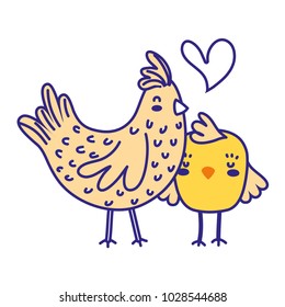 full color hen and chick love and family together