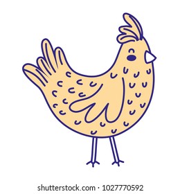 full color hen farm bird animal with wings
