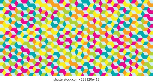 full color hexagon and red light.Abstract 3d background