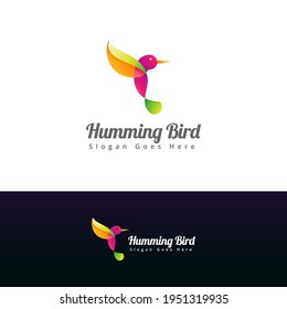 full color hummingbird logo design template