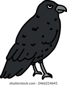 full color illustration of crow, vector illustration