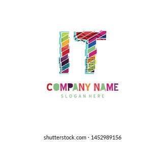 IT Full color initial logo vector