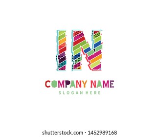 IN Full color initial logo vector