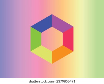 Full color isometric 3d hexagon design minmalist and simple vector illustration