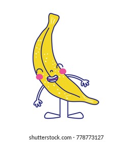 full color kawaii banana smile fruit with arms and legs