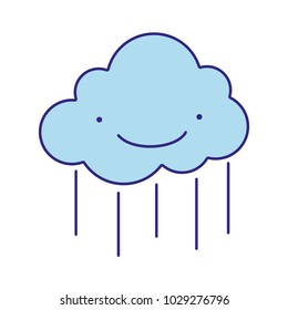 full color kawaii happy cloud raining weather vector illustration