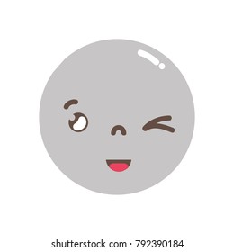 full color kawaii head with cute funny face