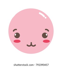 full color kawaii head with cute tender face
