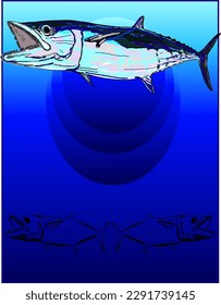 Full color King Mackerel poster with modern outlined Kingfish below