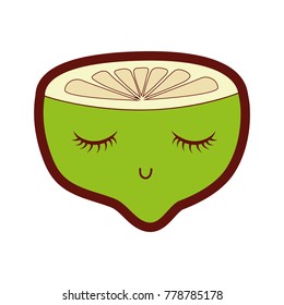 full color lemon fruit kawaii with closed eyes