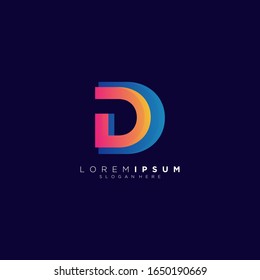 full color letter D vector design