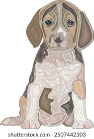 Full color line art of a dog