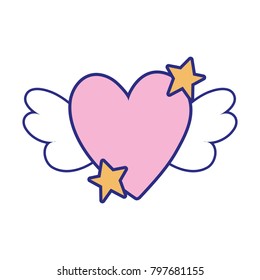 full color love heart with wings and stars design