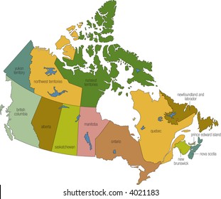 a full color map of canada with province names called out