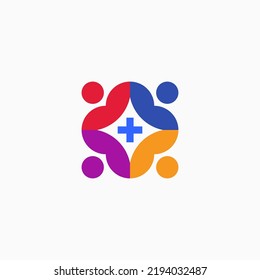 full color medicine logo combination of four human