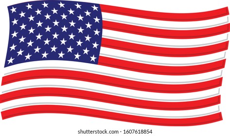 Full color modern illustrated vector USA American Flag waving in the wind graphic design Logo Icon Template Easy to Edit