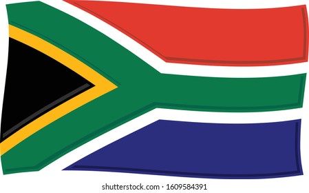 Full color modern illustrated vector flag of South Africa graphic waving in the wind logo design template easy to edit