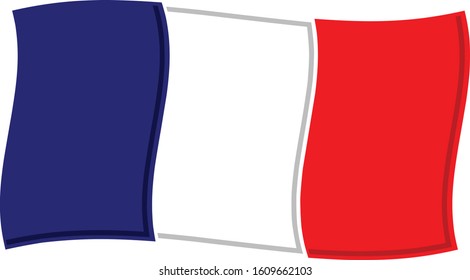 Full color modern vector illustrated graphic flag of France waving in the wind icon logo design template easy to edit