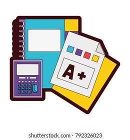 full color notebook and calculator object with qualification education
