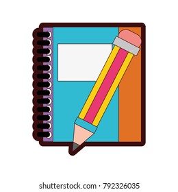 full color notebook and pencil object school education