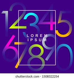 Full color number shape combination. Purple background. Eps10 vector.