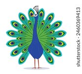 Full color Peacock cartoon vector illustration