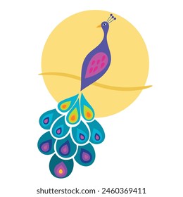 Full color Peacock cartoon vector illustration