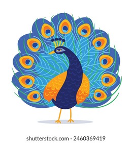 Full color Peacock cartoon vector illustration