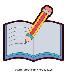 full color pencil and notebook object education school