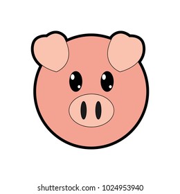 full color pig head cute animal character