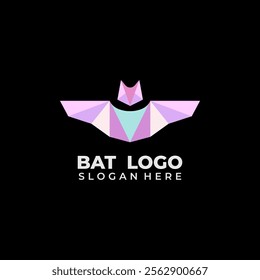 Full Color Pink Bat Design For Unique Professional Logo