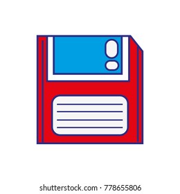 full color retro diskette technology with data information vector illustration