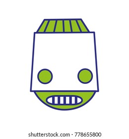 full color robot head technology with eyes and mouth vector illustration