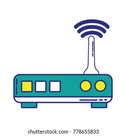 full color router digital wifi technology network vector illustration