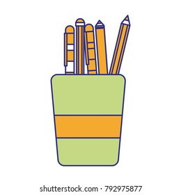 full color school utensils inside cup tool design