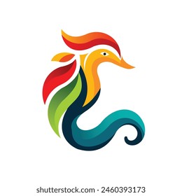 Full color sea horse icon created manually