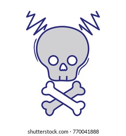 full color skull with bones to dander symbol to death