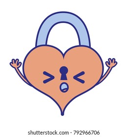 full color sleeping heart padlock kawaii personage