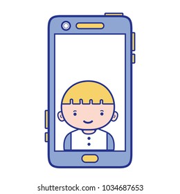 full color smartphone technology with boy person communication
