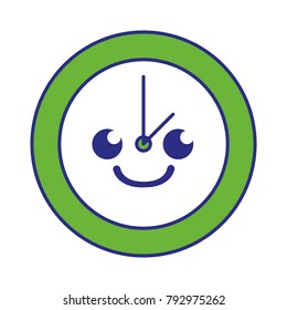 full color smile circle clock kawaii cartoon