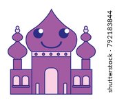 full color smile taj mahal kawaii cartoon
